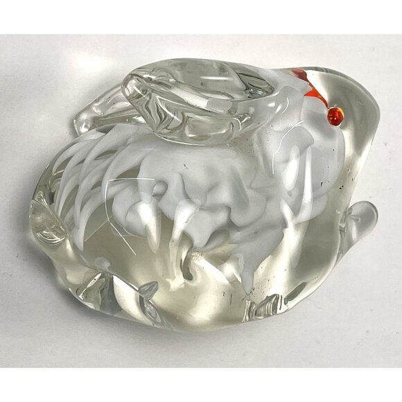 VTG 3" Handblown Clear w/ White Art Glass BUNNY Rabbit Paperweight Figurine EUC - Picture 1 of 4